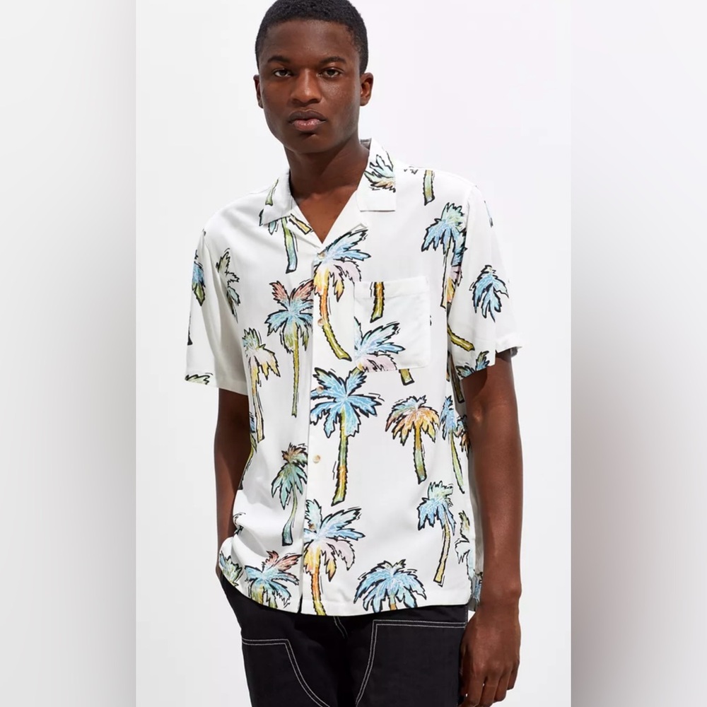 Tropical Palm Print Men's Shirt